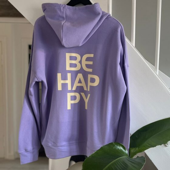 Hoodie Oversize Violet mit BE HAPPY